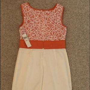 London Times Lace White & Orange Dress